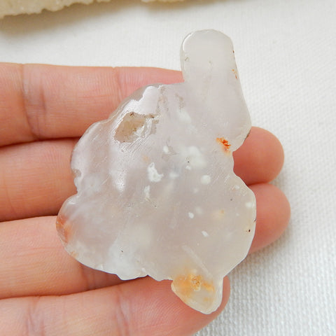 Handmade Carved Agate Gemstone bear Gemstone Cabochons, 48x33x17mm, 25.2g - MyGemGarden