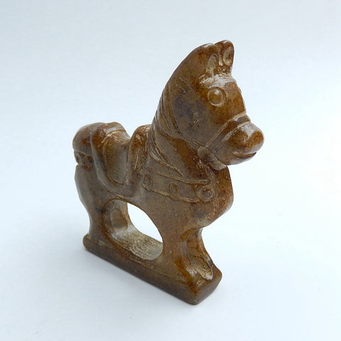 New design Beautiful Carved Nephrite Jade Boho Horse, 71x76x14mm, 97.2g - MyGemGarden