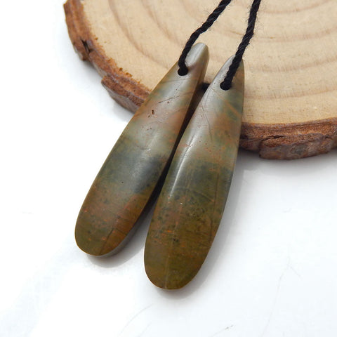 Natural Multicolor Picasso Jasper Teardrop Earrings Beads, Stone For Earrings Making, 31X8X4mm, 3.8g - MyGemGarden