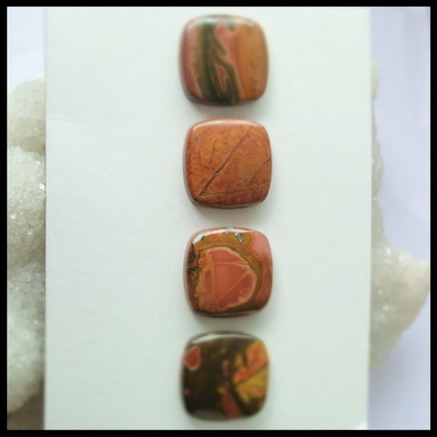 4PCS Natural Multi-Color Picasso Jasper Gemstone Cabochon 20x5mm,16.2g - MyGemGarden