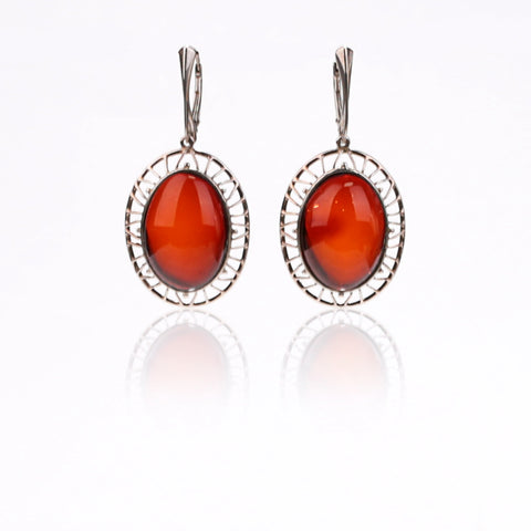 New Design Hot Sale 925 Silver with Natural Amber Gemstone Earrings 8.6g - MyGemGarden