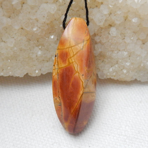 Natural Multi-Color Picasso jasper Drilled Gemstone Pendant Bead, 38x13mm, 9g - MyGemGarden