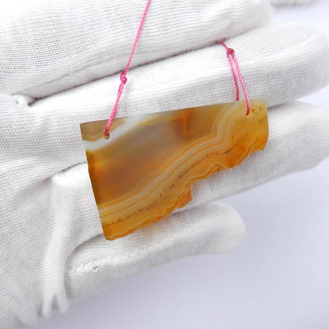 Agate Gemstone Natural Pendant Bead, 40x27x4mm, 8.4g - MyGemGarden