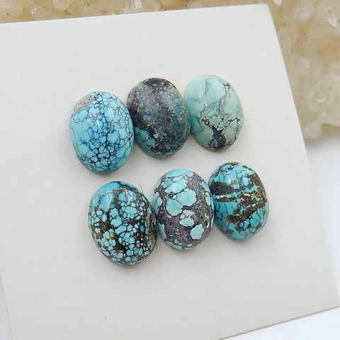 6 PCS Natural Oval Turquoise Gemstone Cabochons, 9x7x4mm, 2.7g - MyGemGarden