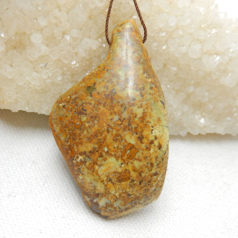 Natural Yellow Opal Gemstone Pendant, Natural Stone Jewelry, 60x36x17mm, 31.5g - MyGemGarden