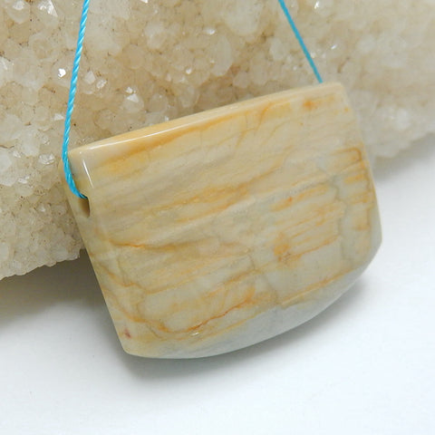 Natural Wave Jasper Gemstone Pendant Bead, 37x25x8mm, 15.7g - MyGemGarden