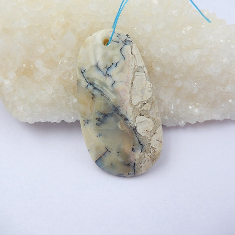 Arborization Opal Gemstone Natural Pendant Bead, 55x29x7mm, 16.5g - MyGemGarden