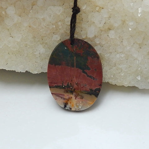 New design Multi-Color Picasso jasper Carved 3 women Oval Gemstone Pendant Bead, 27x21x4mm, 3.1g - MyGemGarden