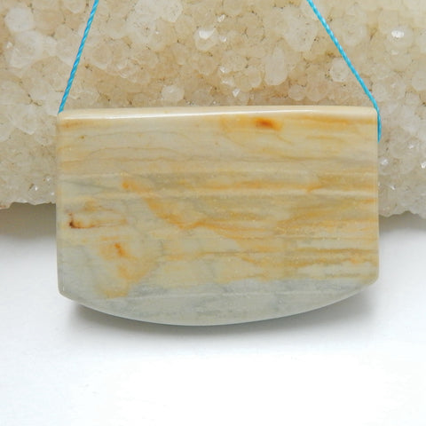 Natural Wave Jasper Gemstone Pendant Bead, 37x25x8mm, 15.7g - MyGemGarden