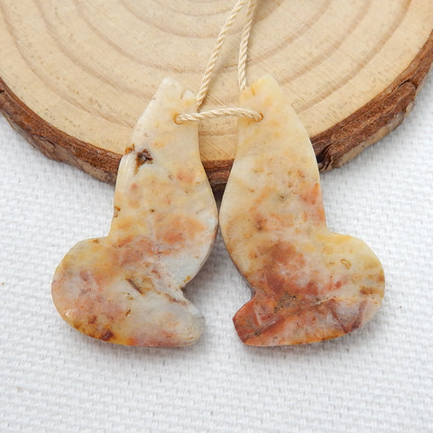 Hot sale Crazy Lace Rosetta agate Carved fish Earrings Pair, stone for Earrings making, 31x17x4mm, 6.2g - MyGemGarden