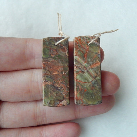 Natural Chohua Jasper Driiled Earrings Pair 34x13x4mm,8.0g - MyGemGarden