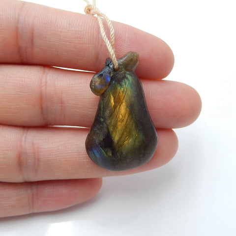 Natural Labradorite Pendant Bead, 30x19x7mm, 6.0g - MyGemGarden