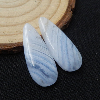 Blue Lace Agate Teardrop Earrings Stone Pair, stone for earrings making, 25x10x4mm, 3.8g - MyGemGarden