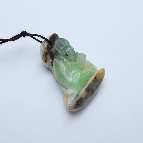 Handmade Carved rabbit US Jasper Pendant Bead, 36x26x12mm, 13.1g - MyGemGarden