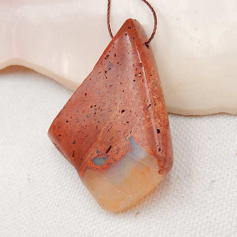 Natural Australia Red Opal Drilled Gemstone Pendant Bead, 46x36x9mm, 14.8g - MyGemGarden