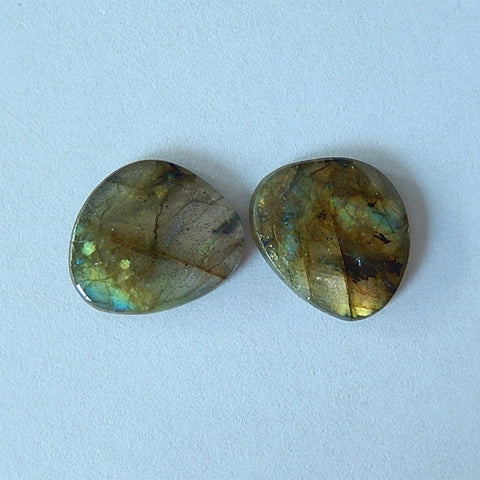 Natural Labradorite Cabochon Pair 16x14x3mm,2.3g - MyGemGarden