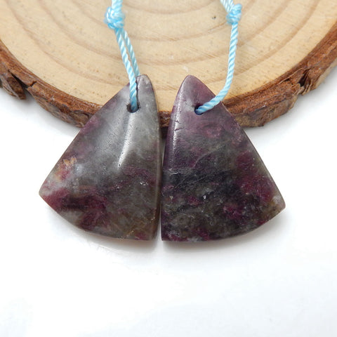 Natural Tourmaline Earrings Pair, stone for Earrings making, 23x17x4mm, 5.4g - MyGemGarden