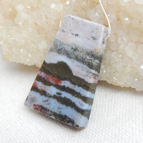 Natural Ocean Jasper Drilled Pendant Bead, 37x26x5mm, 9.8g - MyGemGarden