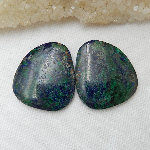 Blue Azurite Gemstone Cabochon Set, 31x28x4mm,16.7g - MyGemGarden