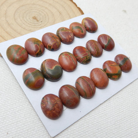 18 Pcs Natural Multicolor Picasso jasper Oval Gemstone Cabochon, 12x10x5mm, 15g - MyGemGarden