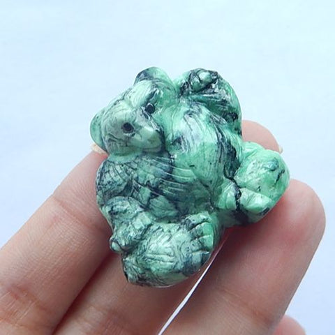 New Design Green Turquoise Gemstone Carved bear Pendant Neckalce, 31x32x4mm, 14.1g Trendy Pendant jewelry making accessory - MyGemGarden