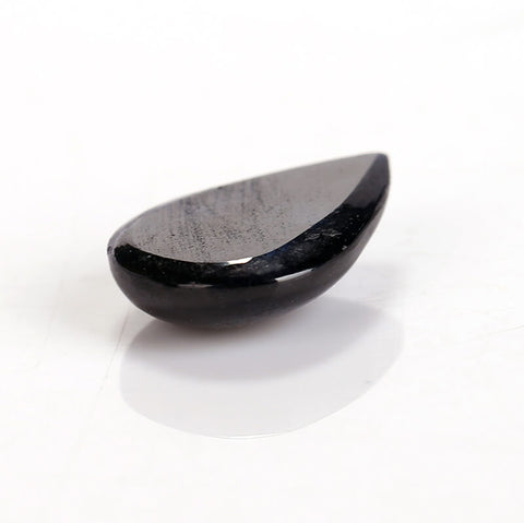 Polished Flat Back Pear Dark Blue Sapphire Cabochon, 15x11x4mm, 6.89ct - MyGemGarden