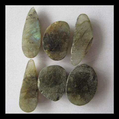 6 PCS Labradorite Cabochon 30x11x5mm,21x16x6mm,19.2g - MyGemGarden