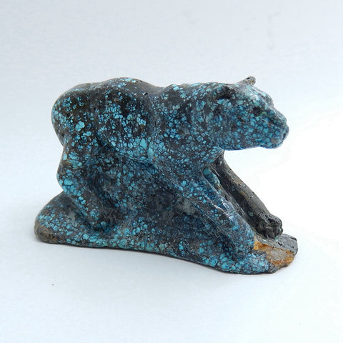 Handmade Carved Turquoise bear Cabochon, Animal Gemstone Decoration, 62x35x27mm, 60.2g - MyGemGarden