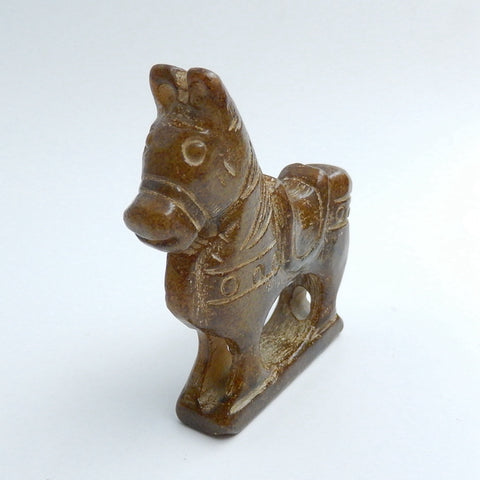 New design Beautiful Carved Nephrite Jade Boho Horse, 71x76x14mm, 97.2g - MyGemGarden