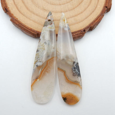 Agate Teardrop Earrings Stone Pair, stone for earrings making, 50x12x5mm, 8g - MyGemGarden