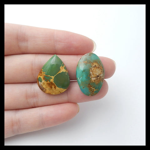 2 Pcs High quality Aricona?Turquoise  Cabochons,22x18x4mm,24x16x4mm,5.2g - MyGemGarden