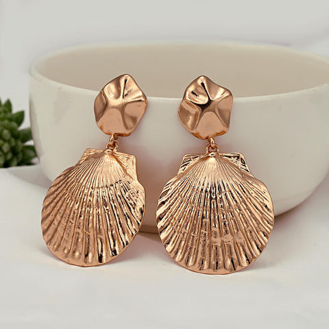 Gold-plated alloy Shell shape earrings pair, 22.8g - MyGemGarden