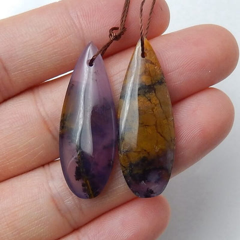 Natural Opalised Tiffany Stone Teardrop Earrings Pair, stone for Earrings making, 33x12x5mm, 5.5g - MyGemGarden