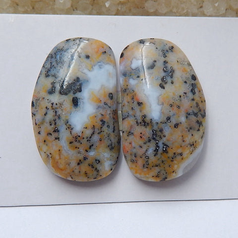 Natural petrified wood  Gemstone Cabochon Pair, 24x14x6mm, 6.5g - MyGemGarden