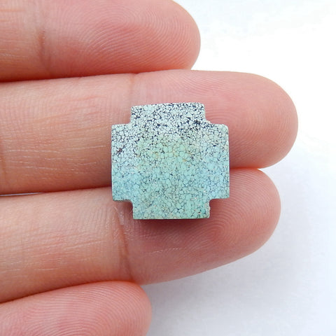 Natural Turquoise Carved cross Gemstone Cabochon, 14x14x4mm, 1.5g - MyGemGarden