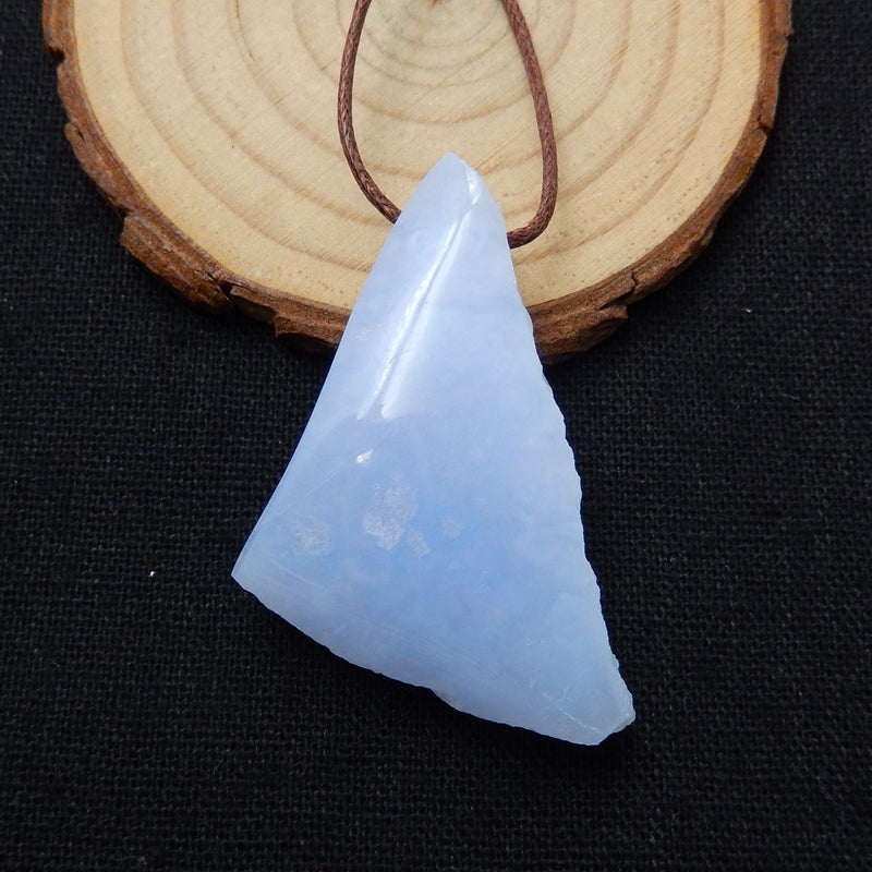 Drusy Blue Lace Agate Gemstone Pendant Stone, 47x27x10mm, 15.7g - MyGemGarden