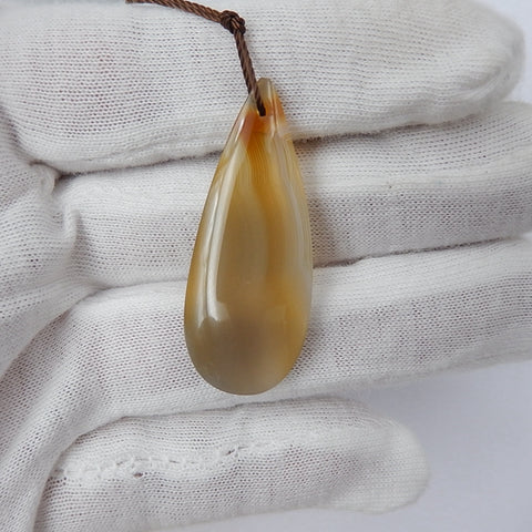 Agate Gemstone Natural Pendant Bead, 39x15x5mm, 4.7g - MyGemGarden