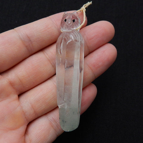 Carved Quartz Gemstone Tiger Pendant, Fashion Pendant, Animal Necklace Pendant, Unique Pendant, 64x15x14mm, 18.9g - MyGemGarden