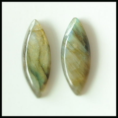 Natural Labradorite Gemstone Cabochon Pair 25x9x4mm,3.8g - MyGemGarden