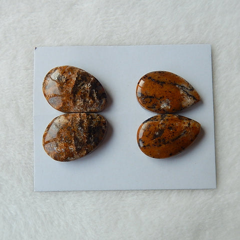 4pcs Freedom Leopard Jasper Cabochon Pairs 24x17x5mm,24x15x6mm,12.6g - MyGemGarden