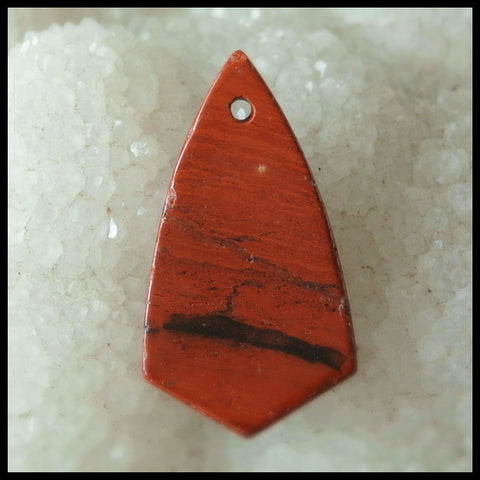 Carved Red River Gemstone Pendant Bead, 32x17x7mm, 5.1g - MyGemGarden