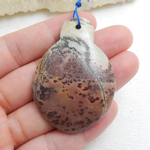 Natural Chohua Jasper Drilled Gemstone Pendant Bead, 50x35x7mm, 18.9g - MyGemGarden