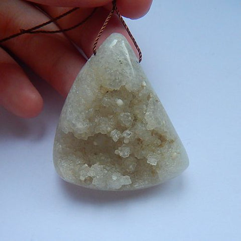 New Triangle Drusy Quartz Gemstone Fashion Pendant Bead 42x36x12mm 26.53g - MyGemGarden