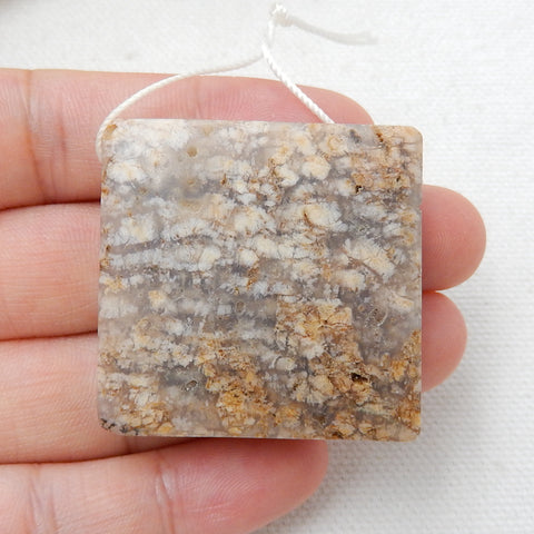 Natural Ocean Jasper Drilled Rectangle Pendant Bead, 36x35x9mm, 25g - MyGemGarden