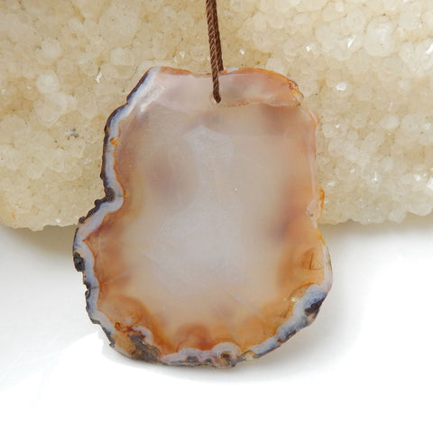 Natural Agate Gemstone Pendant, Natural Stone, 47x40x6mm, 19g - MyGemGarden