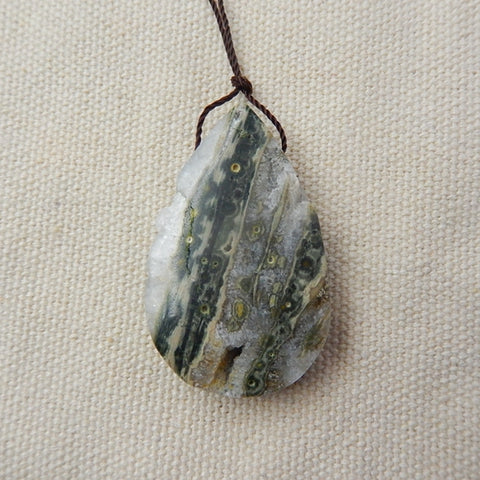 Ocean Jasper Natural Pendant , 39x24x10mm, 15.58g - MyGemGarden