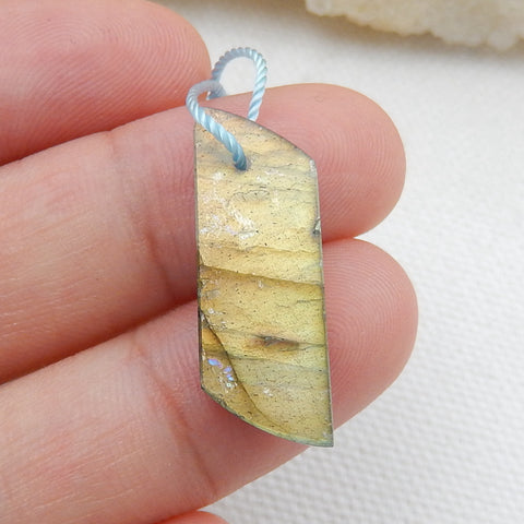 Natural labradorite Drilled Pendant Bead, 23x9x4mm, 1.7g - MyGemGarden