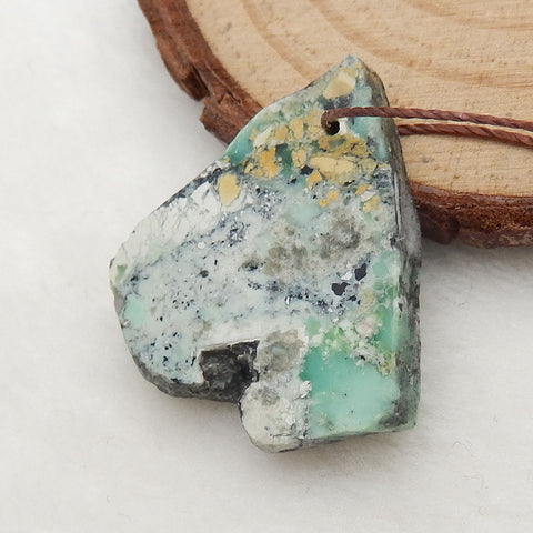 Natural Nugget Turquoise Drilled Pendant Stone, 25x24x3mm, 2.3g