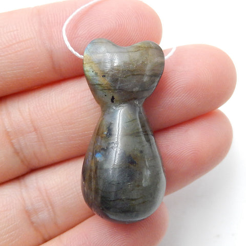 Natural Labradorite Gemstone Pendant Bead, 32x14mm, 8.6g - MyGemGarden