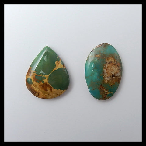 2 Pcs High quality Aricona?Turquoise  Cabochons,22x18x4mm,24x16x4mm,5.2g - MyGemGarden